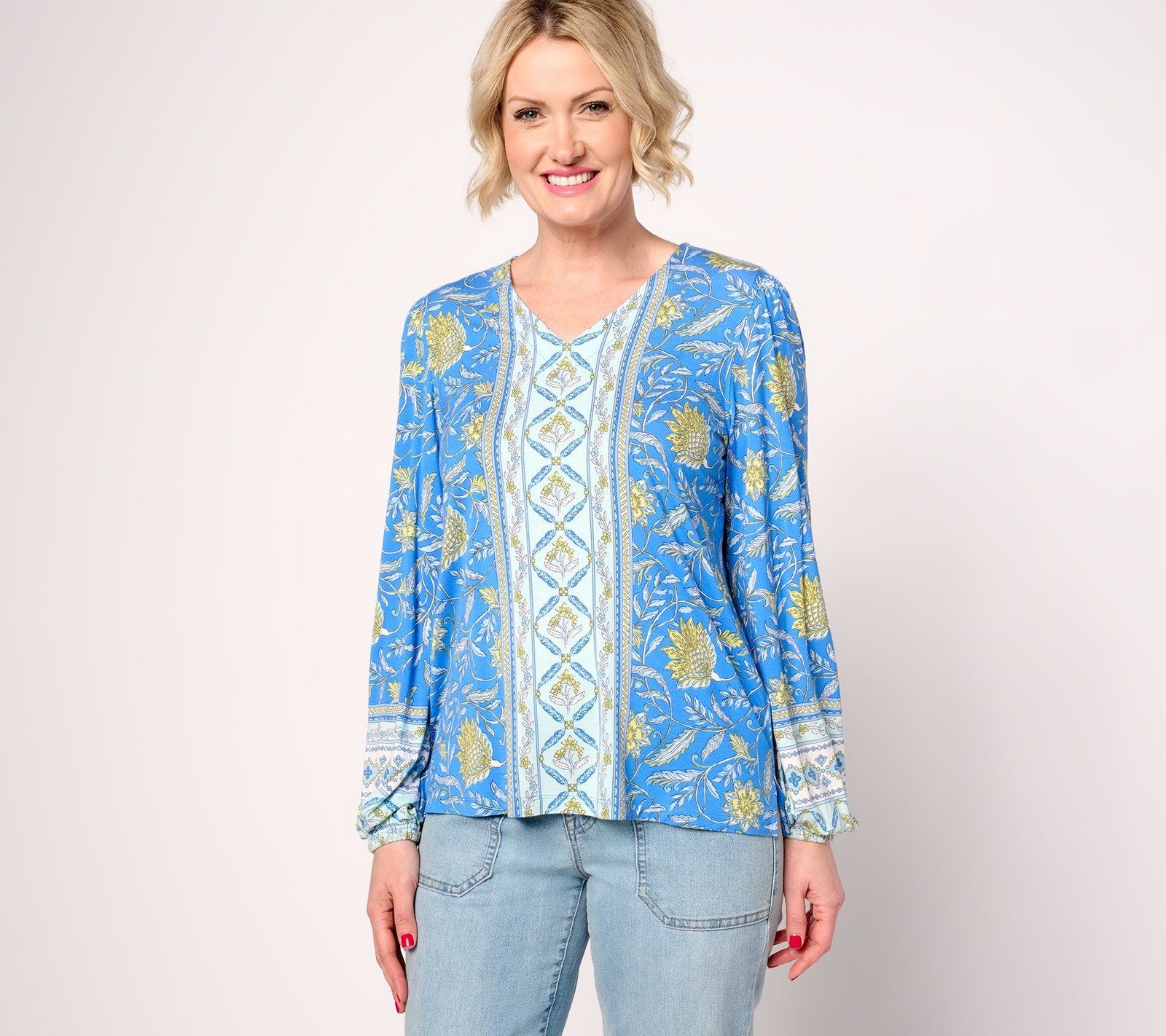 Belle by Kim Gravel Women’s Top Sz S Boho Rayon Spandex Multi-colored A683578