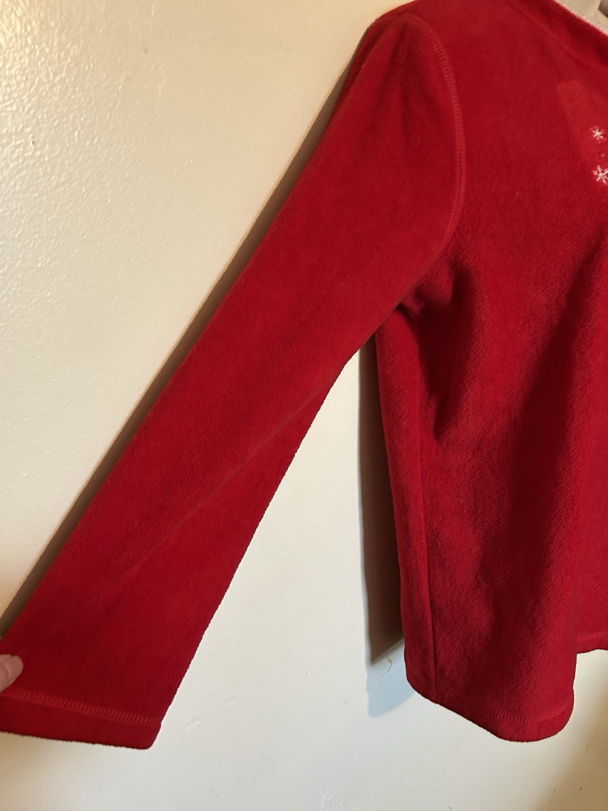 Madison Taylor Red Christmas Holiday Santa Snowman Reindeer Fleece Top Size S