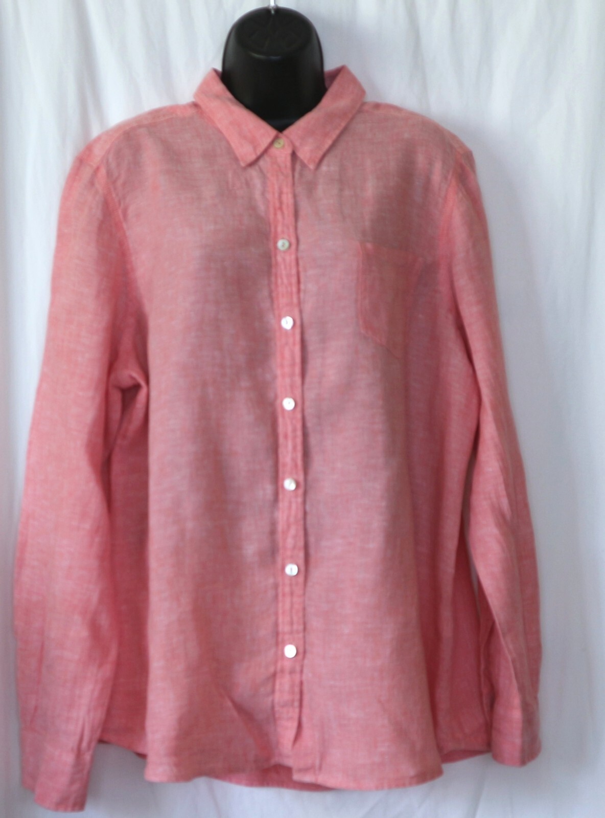 FOXCROFT Pink Linen Crossweave Bigshirt One Pckt 49 In Chst 29 In Lng Sz 18 EXC