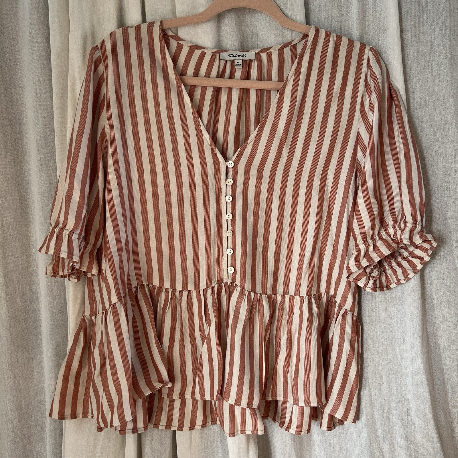 Madewell Womens Peplum Top Size X-Large Cropped Cottagecore Baby Doll Mauve