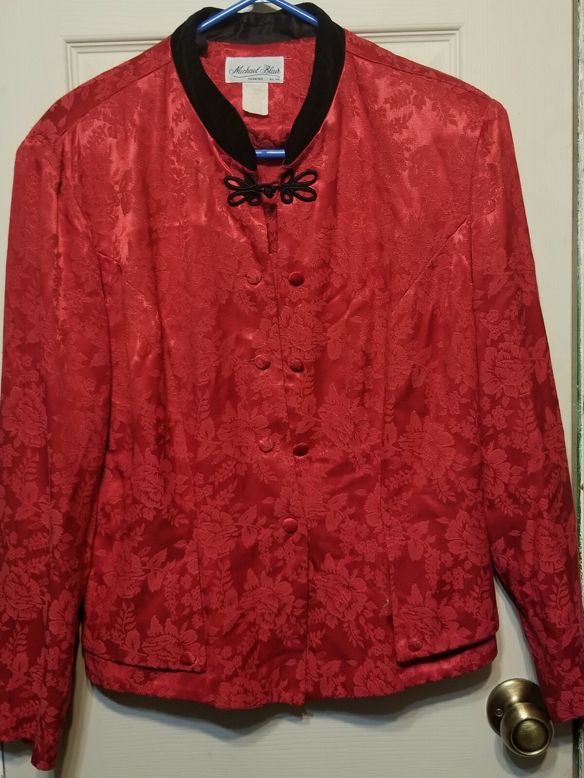 MICHAEL BLAIR WOMAN’S ORIENTAL ASIAN STYLE TOP / BLOUSE RED MEDIUM