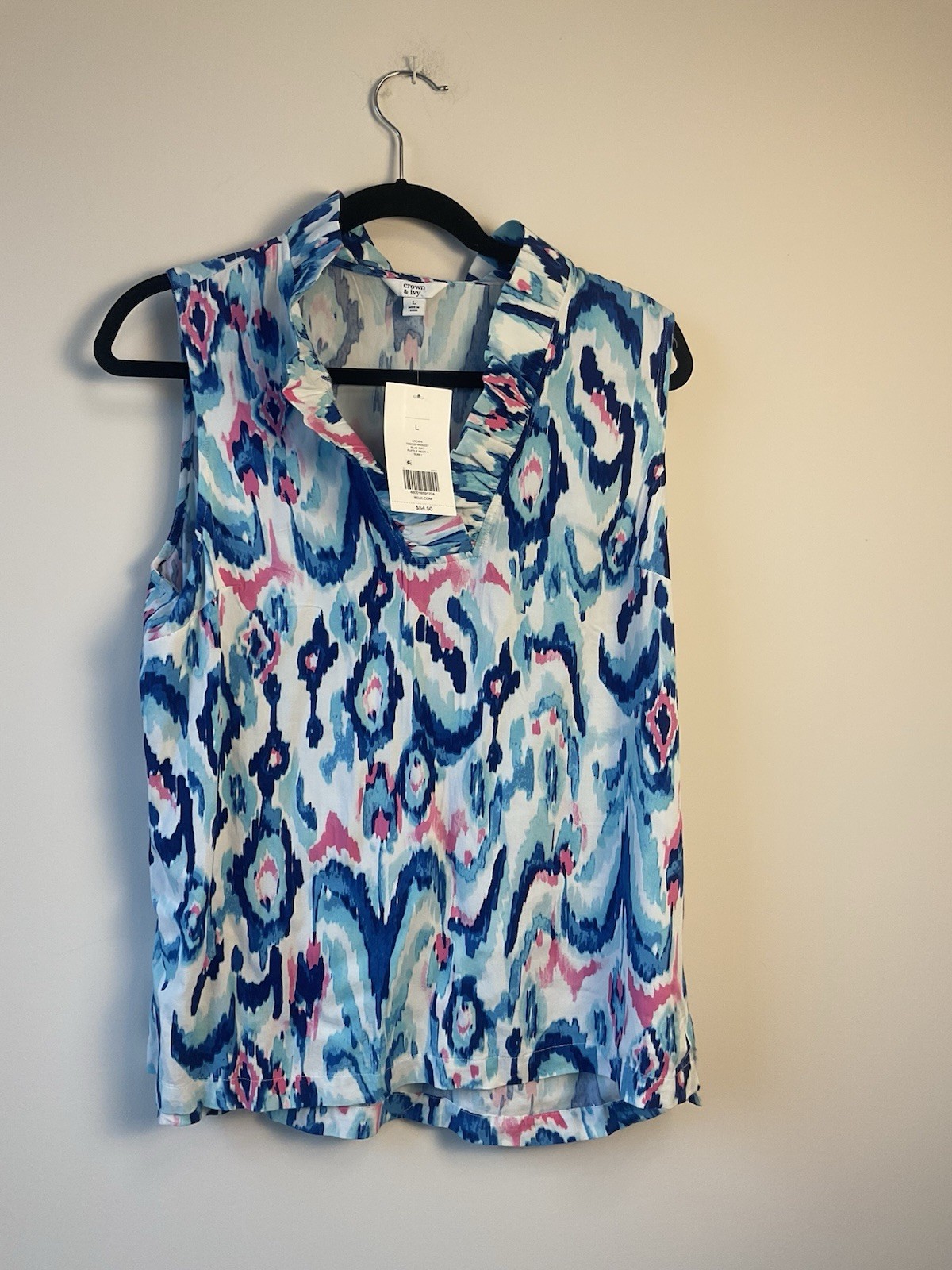 NWT Crown & Ivy Sleeveless Ruffle Neck Top Multicolor Summer