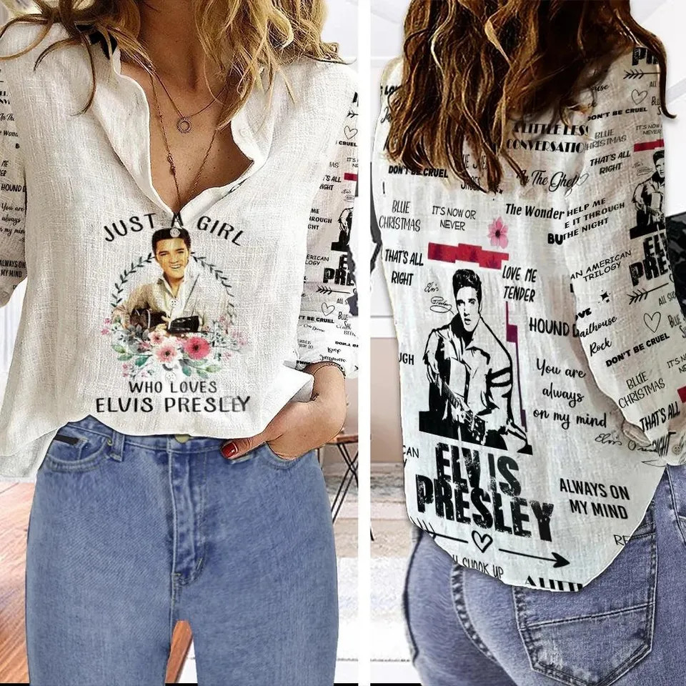 Vintage Rock Singer Blouse Womens Button Down Shirt Music Fan Gift for Mom