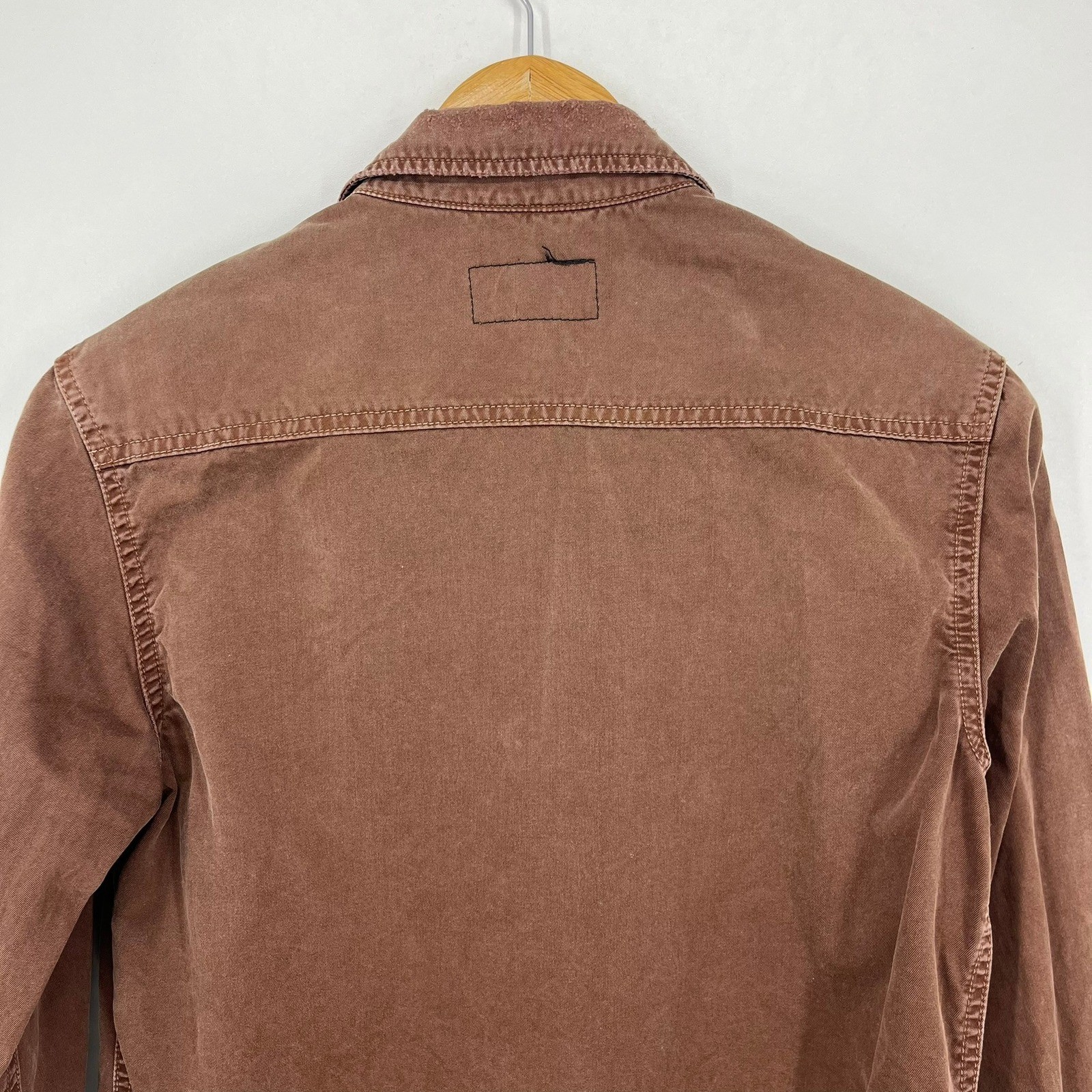 Current/Elliott Womens Brown Cotton Distressed Utility Button Down Shirt Size 1