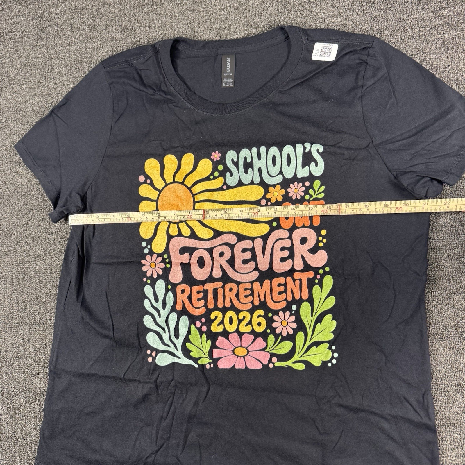 Women’s XL Black Short Sleeve Shirt – Retirement 2026 – Schools Out Forever NWT