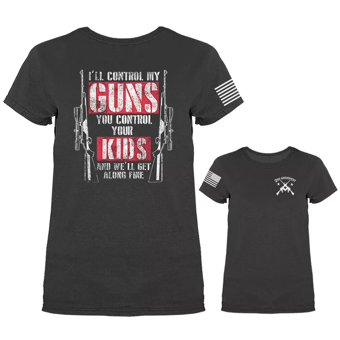 Gun Control 2nd Amendment US Flag Gun Constitution Patriotic T-shirt