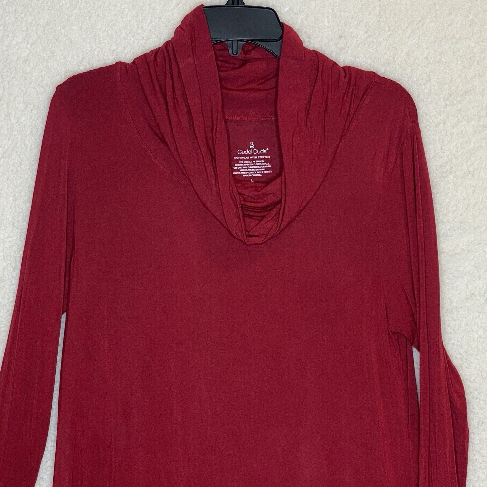 Cuddl Duds Womens Red Turtle Neck Long Sleeve Top Size Large Modal Spandex