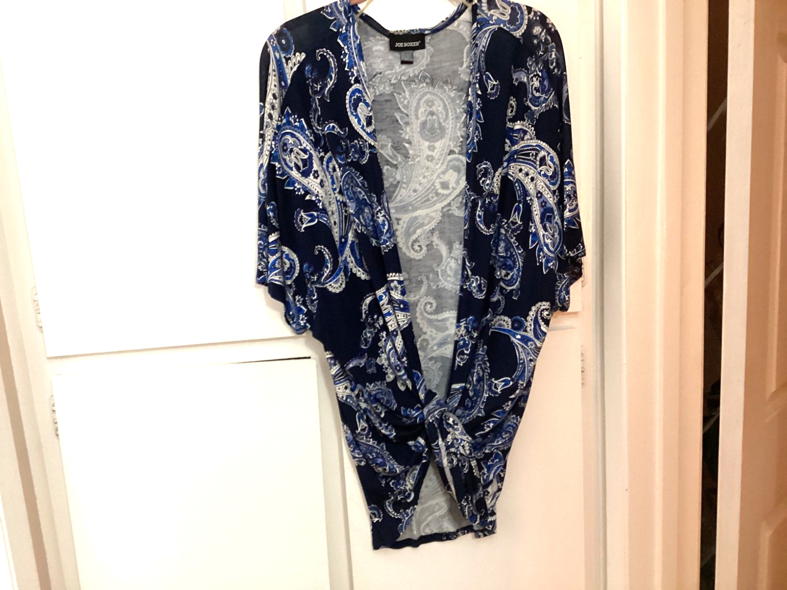Joe Boxer Paisley Blue Print Kimono or short Robe Size Small Super Soft NWOT