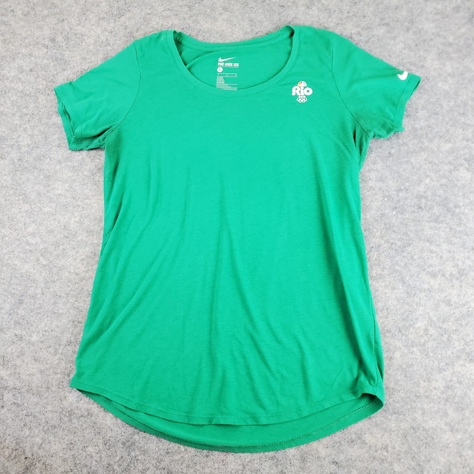 Rio Olympics 2016 Shirt Womens Large Green Scoop Neck Short Sleeve Graphic Logo