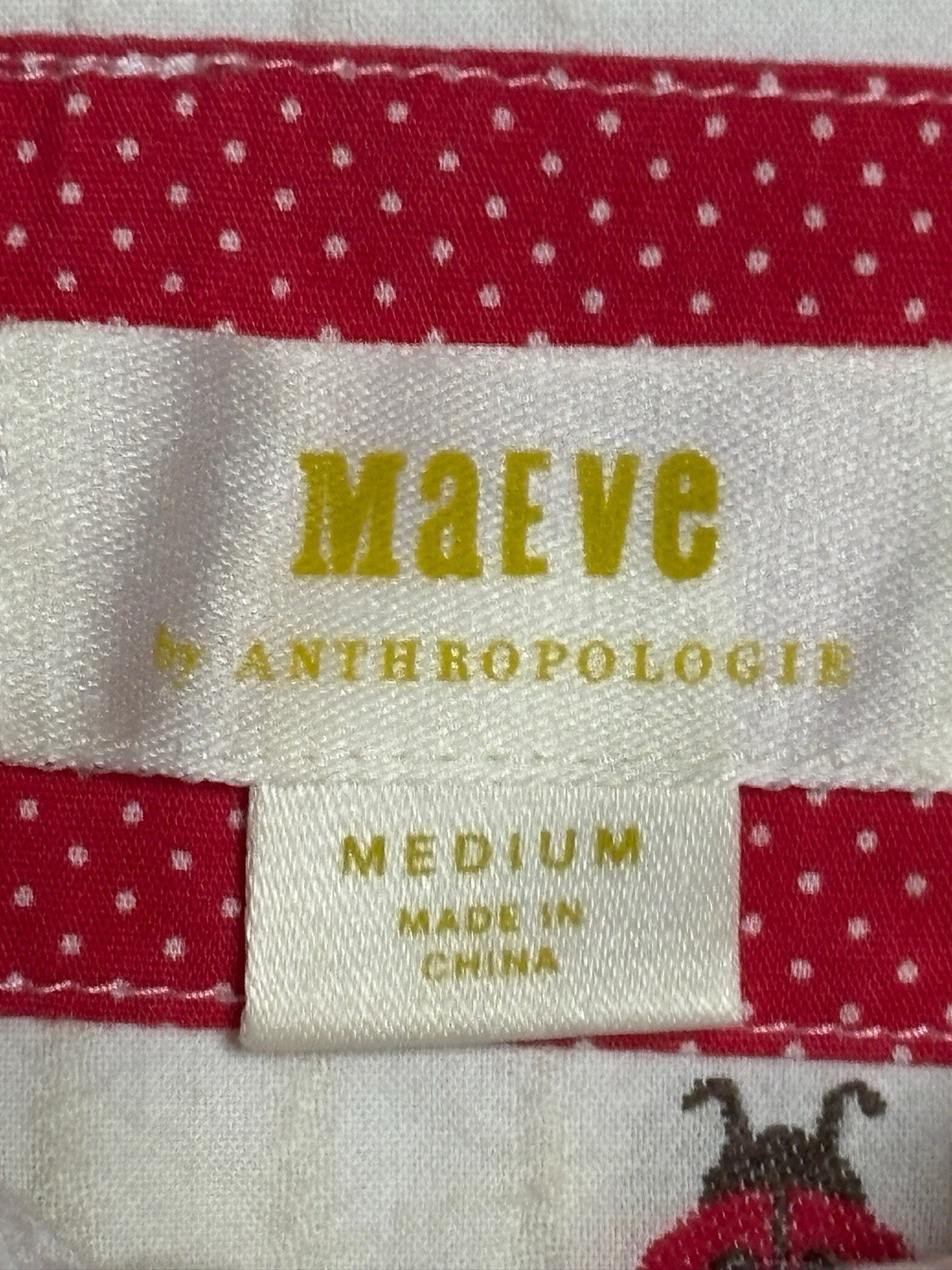 Anthropologie Maeve Classic Button-Down Ladybug Amal Medium Garden Nature