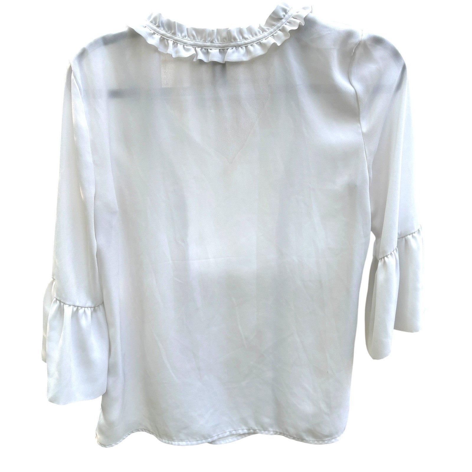 Karl Lagerfeld Womens Small Blouse White Ruffle Victorian Renaissance Prairie