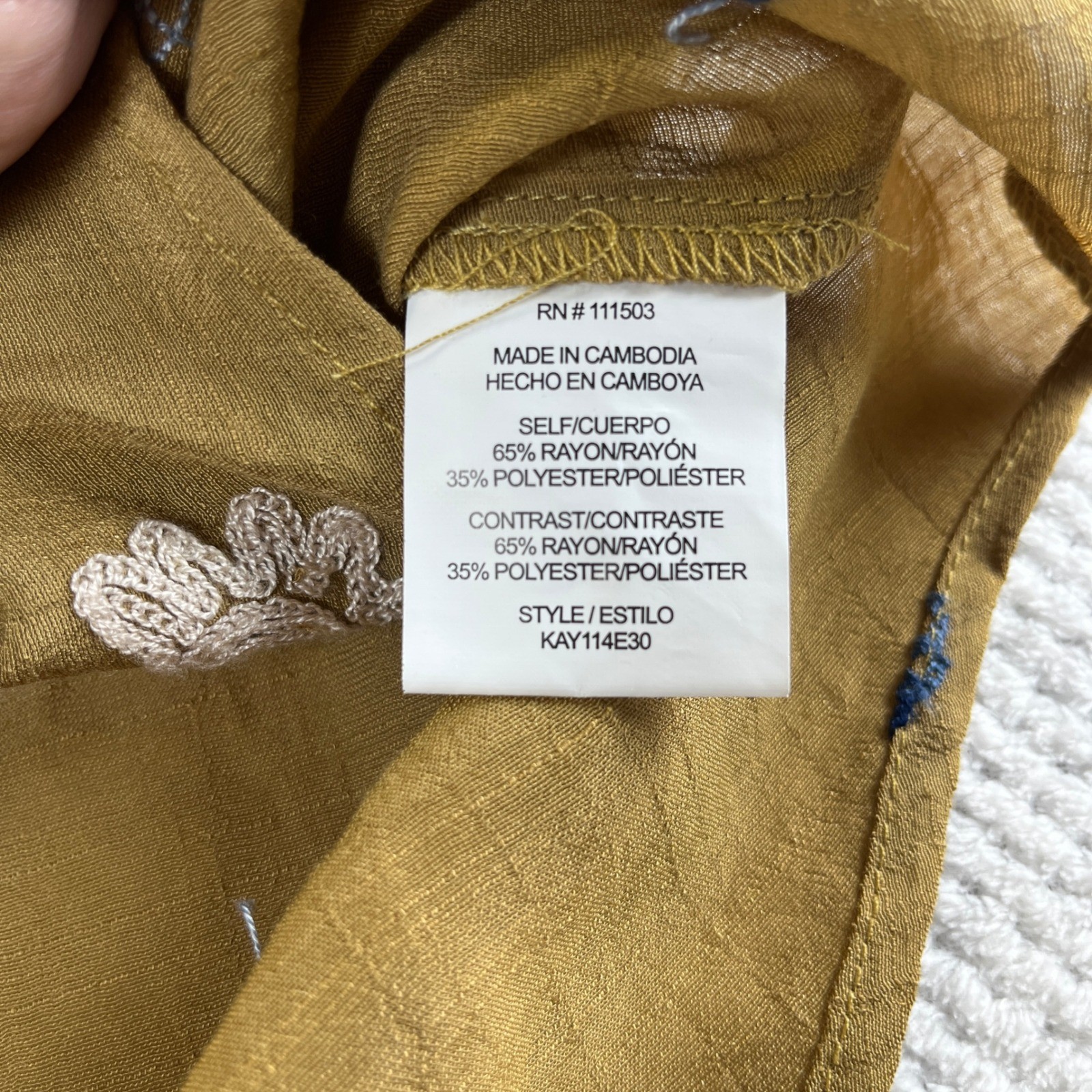 Figueroa & Flower Mustard Yellow Embroidered Boho Blouse KAY114E30 Small