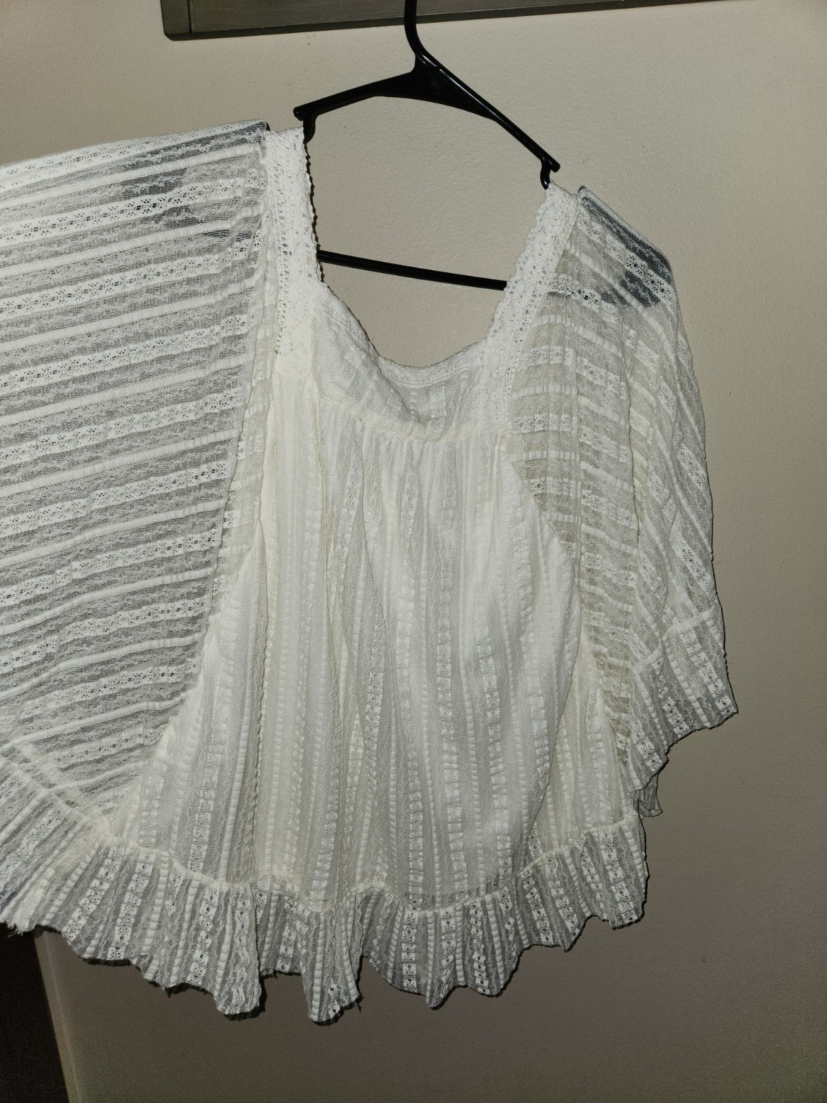 Ny Collection White Lace Peasant Blouse Fairy Style