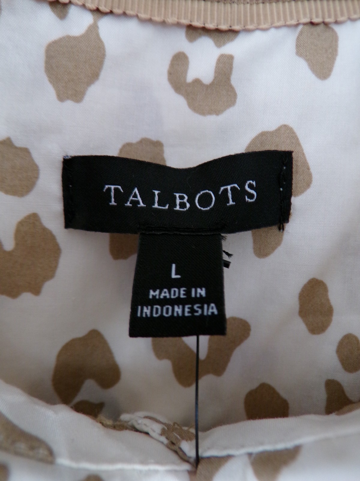 NWT NEW PRE FALL TALBOTS LARGE MODERN CLASSIC LEOPARD PRINT BUTTON SHIRT $94.50