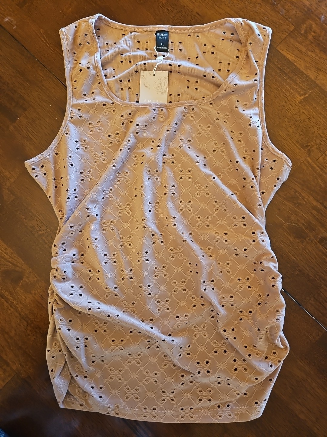 NWT Emery Rose Womens Mauve Eyelet Tank Top Size XL