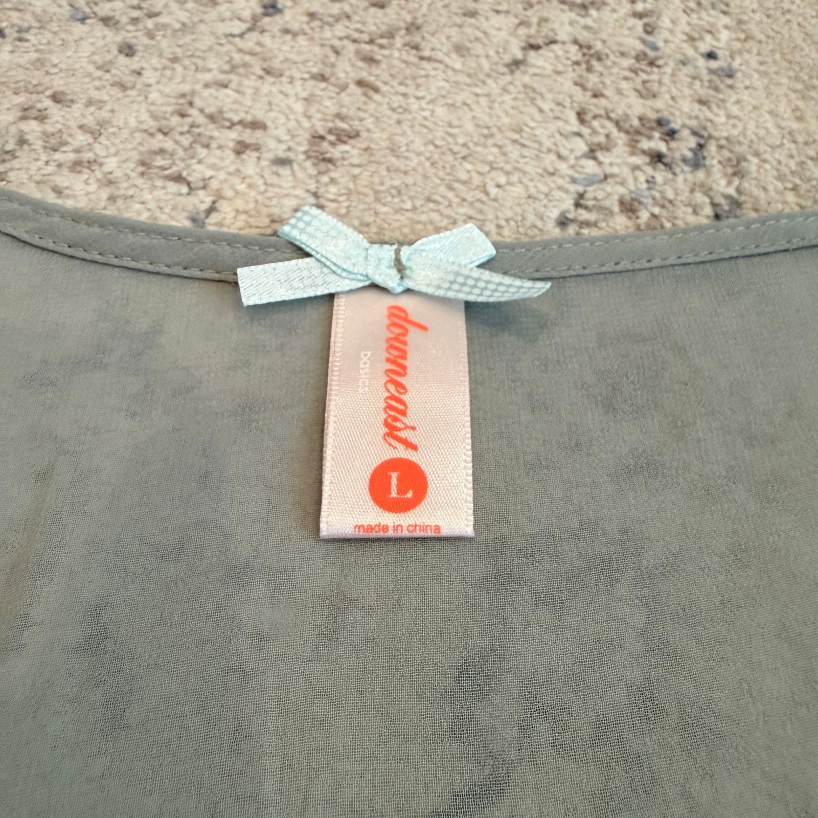 NWT DownEast Basics Lullaby Tank Shadow Grey Draped Chiffon Sleeveless Top Large