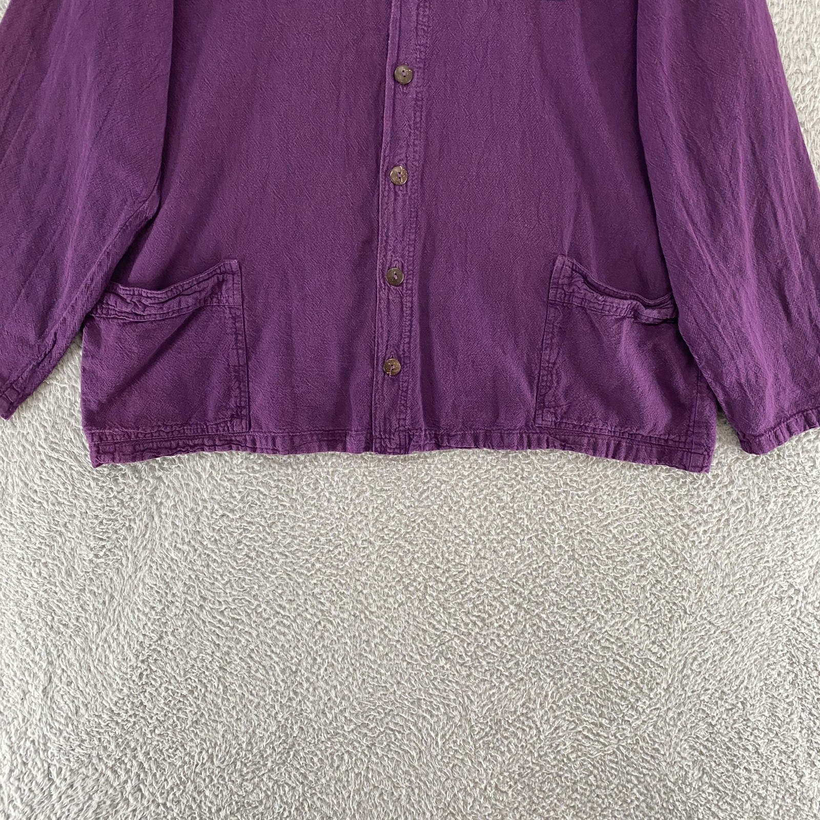 Brie Kriebel Shirt Womens 2XL Purple Quilted Leaf Patchwork Art Top Cotton