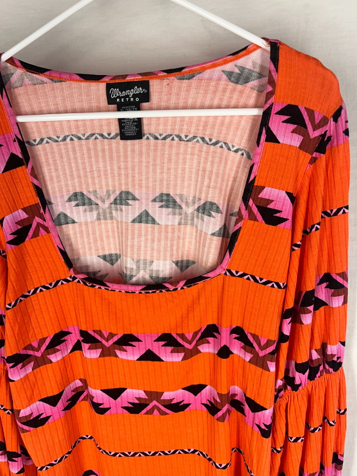 Wrangler Retro Flare Sleeve Aztec Top Womens Size XL Cowgirl Western Rodeo NEW