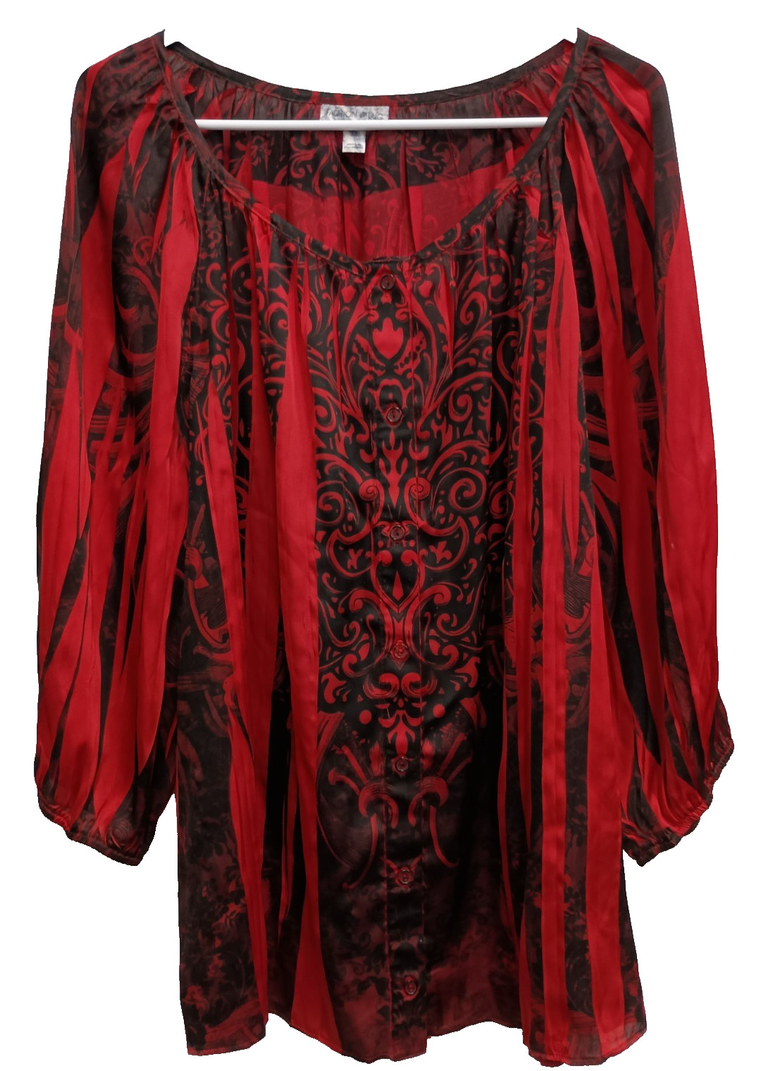 Vintage Fashion Bug Womens Blouse Top Size 2X Red Paisley Whimsygoth BOHO