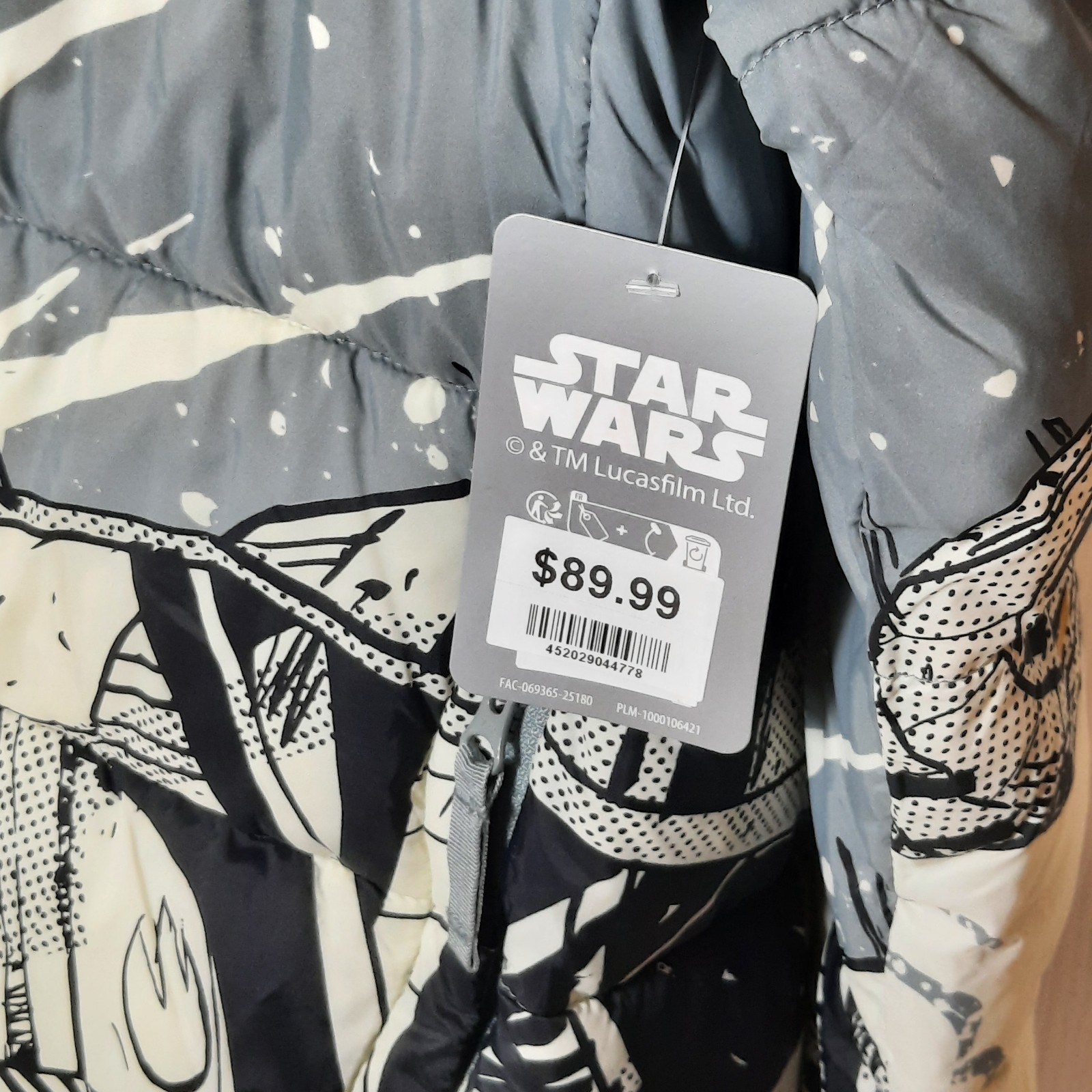 Star Wars Puffy Jacket Adult L Disney Tie Fighter Luke Skywalker R2D2 NWT