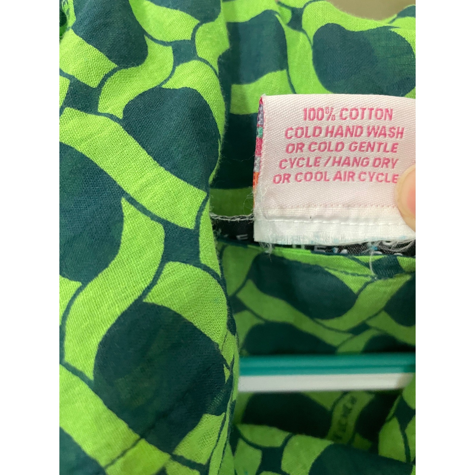 Gretchen Scott Designs Size M Cotton Voile Cowl Neck Tunic Top Green Geometric