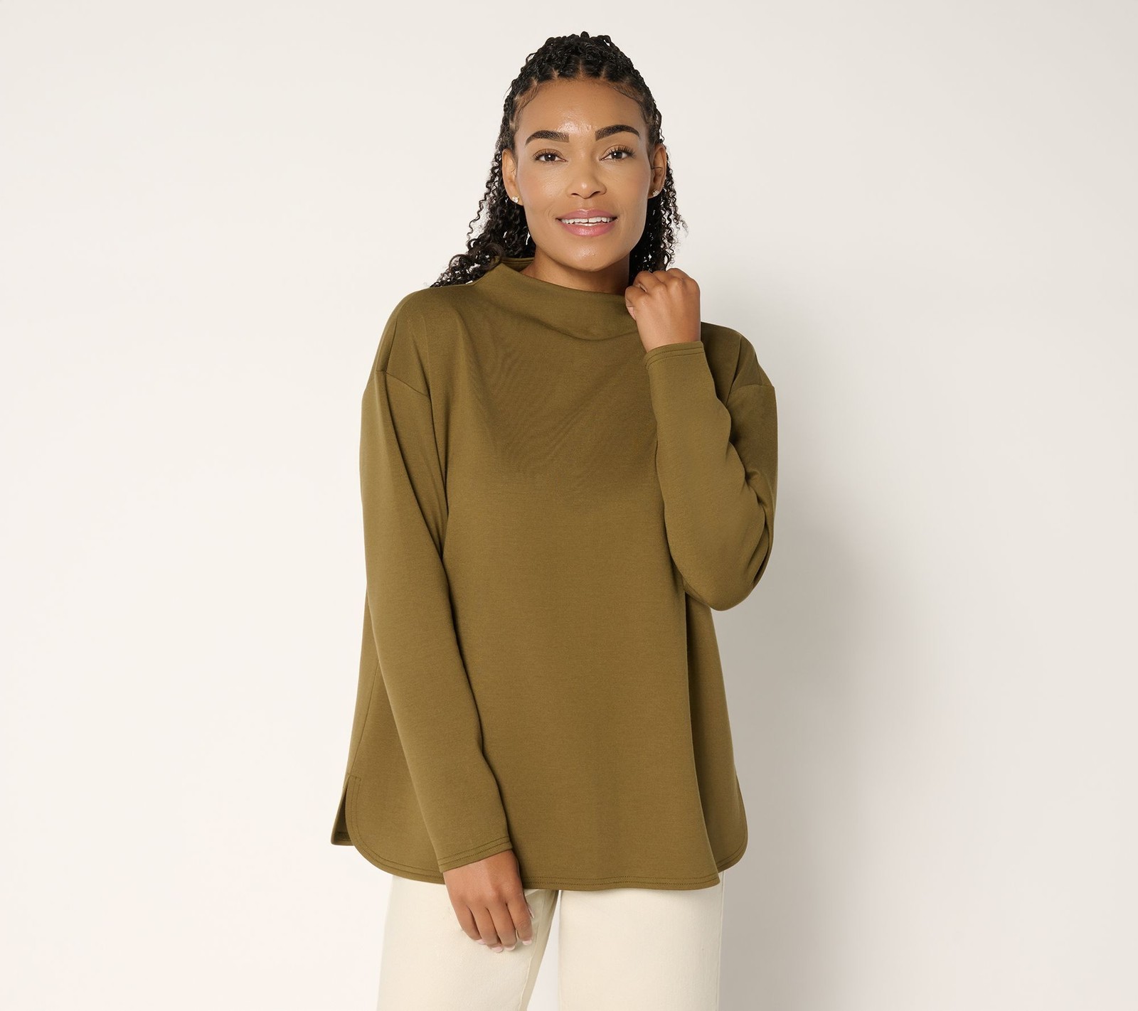 SUNNYLiFE Women’s Top Sz L Signature Comfort Funnel Neck Green A727506