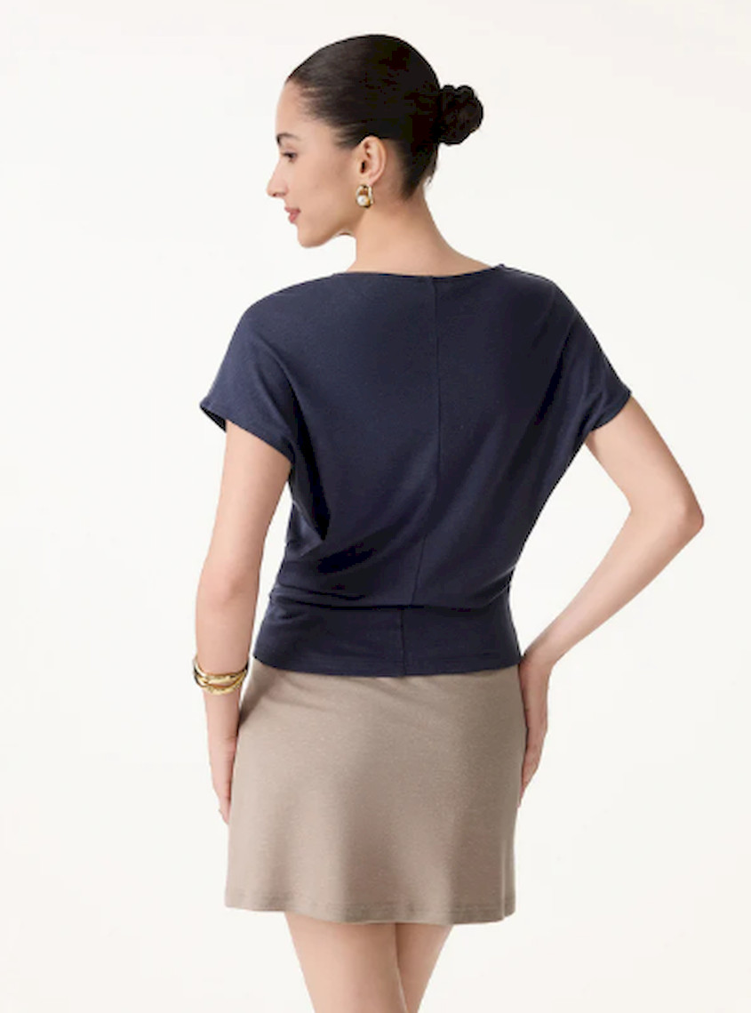 OGL 2Pcs Set Round Neck Top & A-Line Maxi Skirt