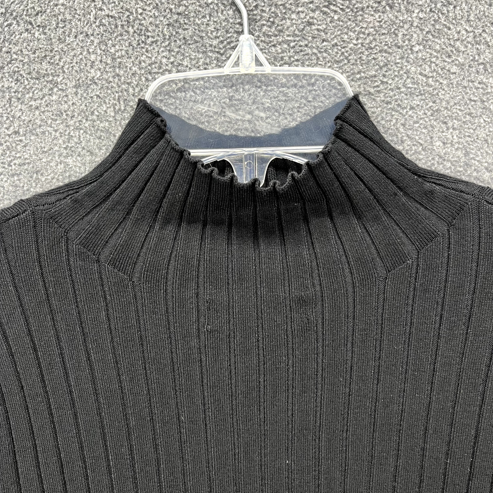 525 America Top Womens Small Black Mock Neck stretch short sleeve knit sweater