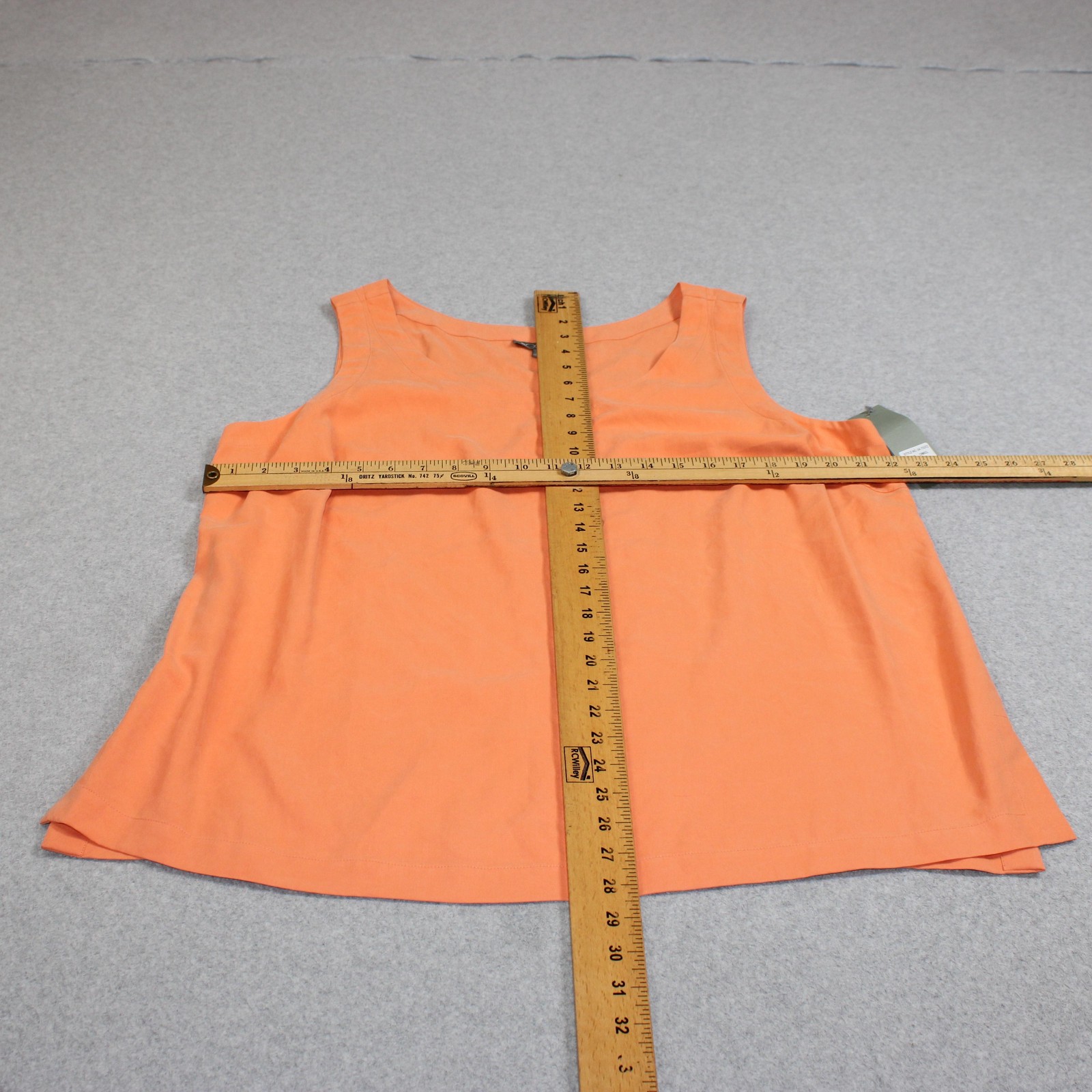 Go Silk Tank Top Women 1X Orange Scoop Neck Side Slit Basic Layering Lagenlook