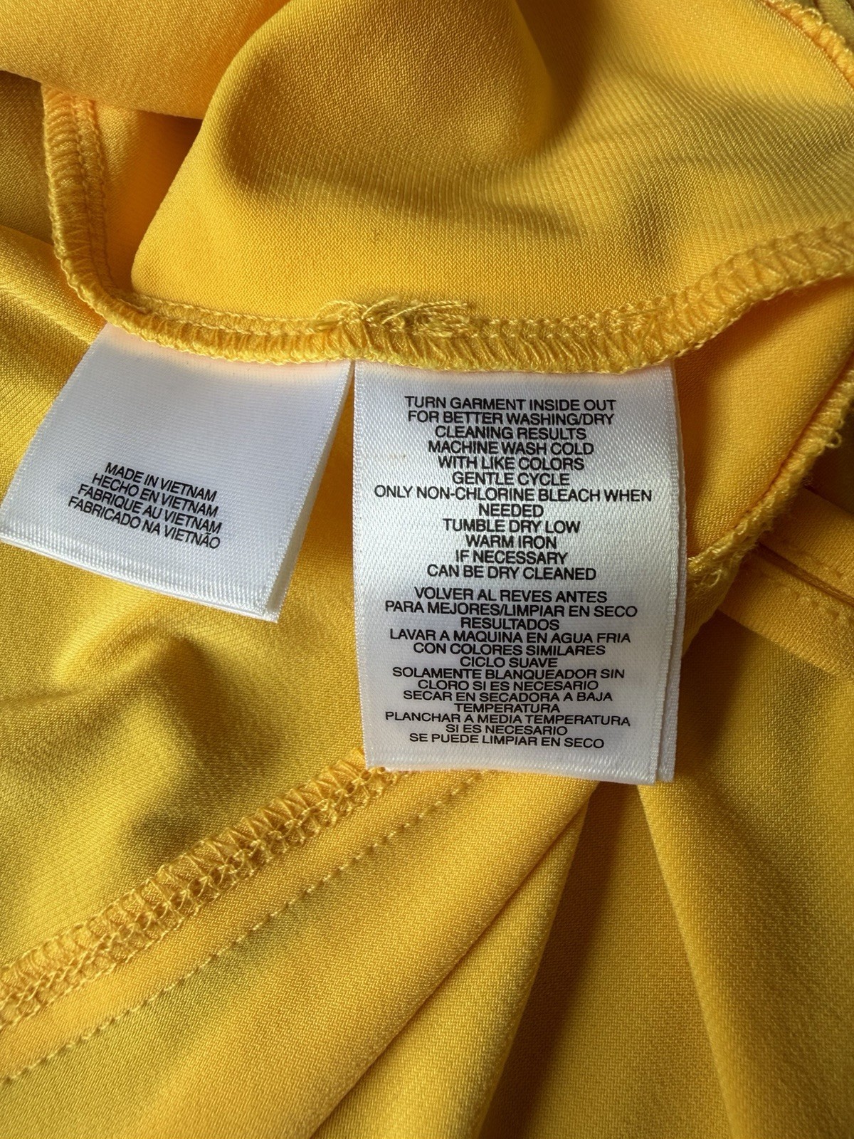 Anne Klein Keyhole Womens Blouse XL Roll Tab Sleeve Yellow Flowy Lightweight