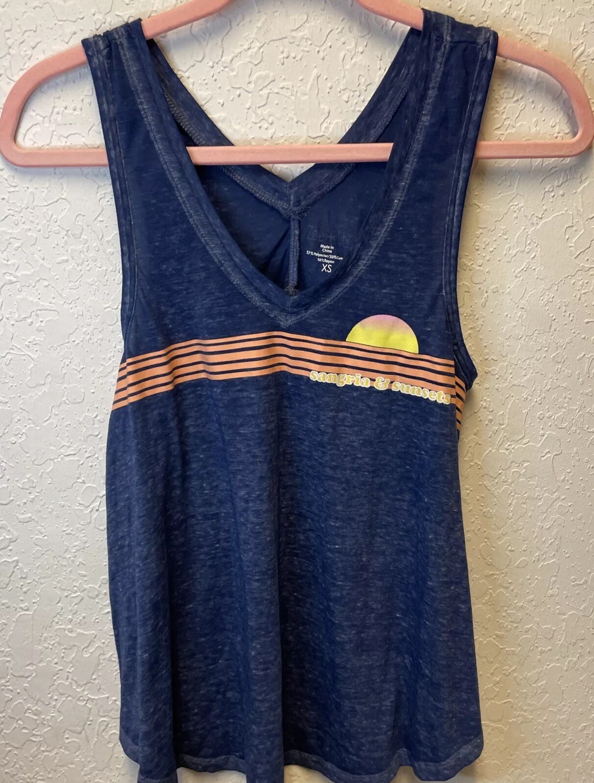 Sangria & Sunsets Blue Lightweight Sheer Tank Top size XS