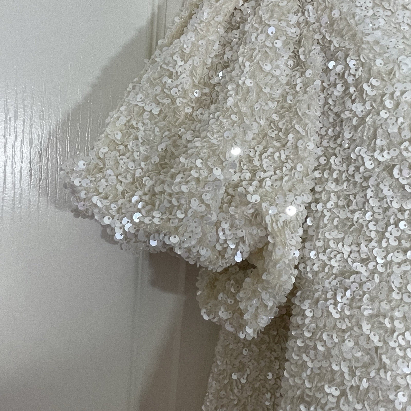 Entro Top Womens Small Ivory Sequin Sparkle Fairy Angel Glitter Fairy Party Glam