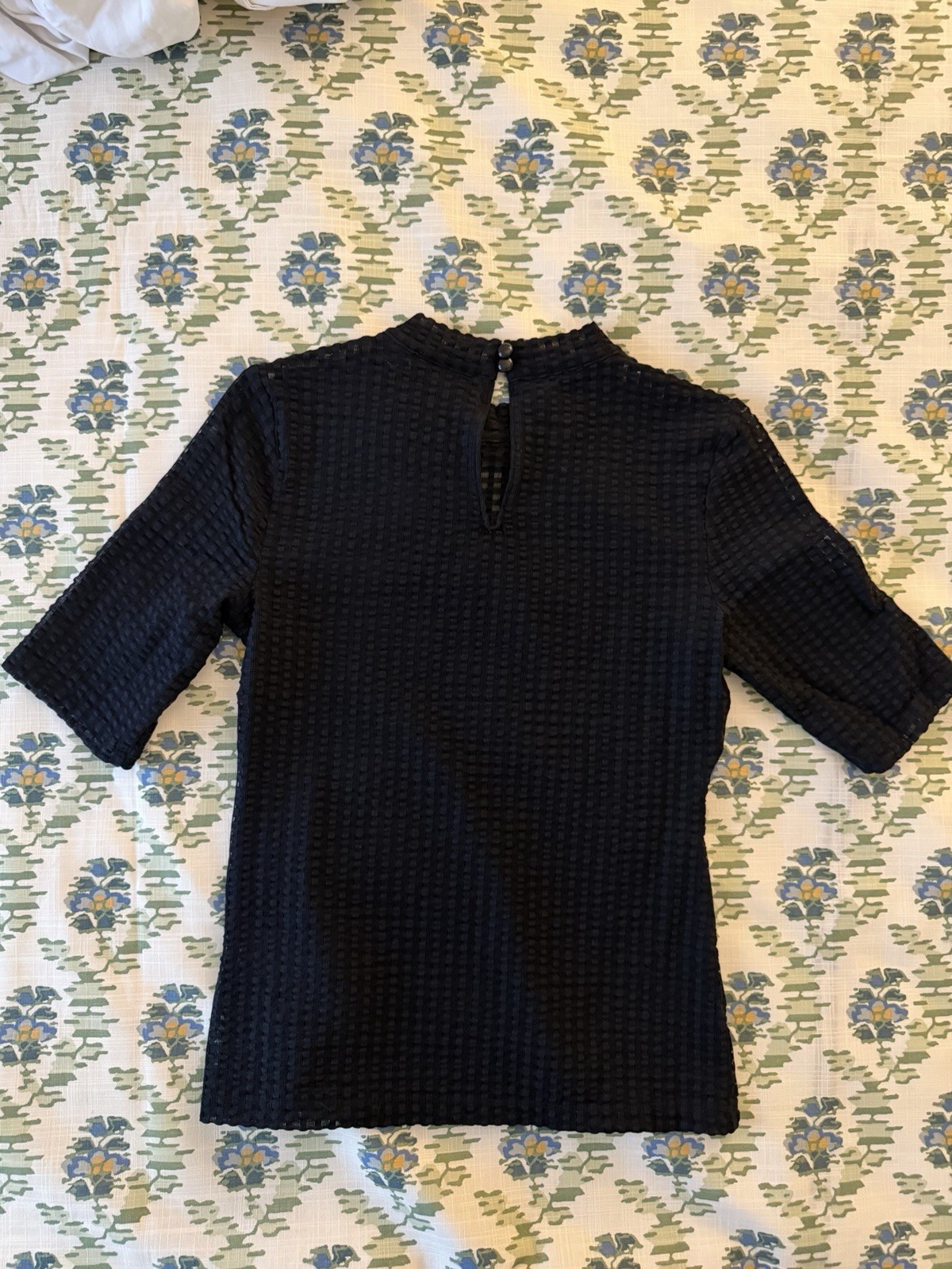 Anthropologie Maeve Mock Neck Mesh Sheer Top Black XS NWOT