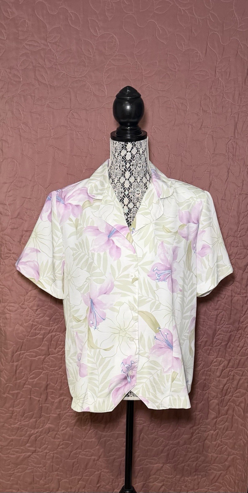 Alfred Dunner Women’s 14 Floral Button-Front Collared Short Sleeve Top