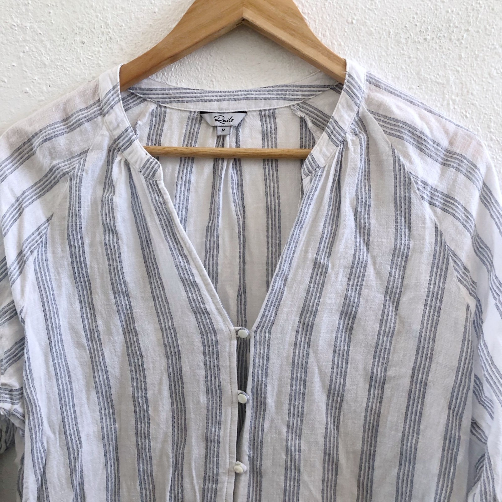 RAILS Marti Cayman Stripe V-Neck Blouse Size Medium