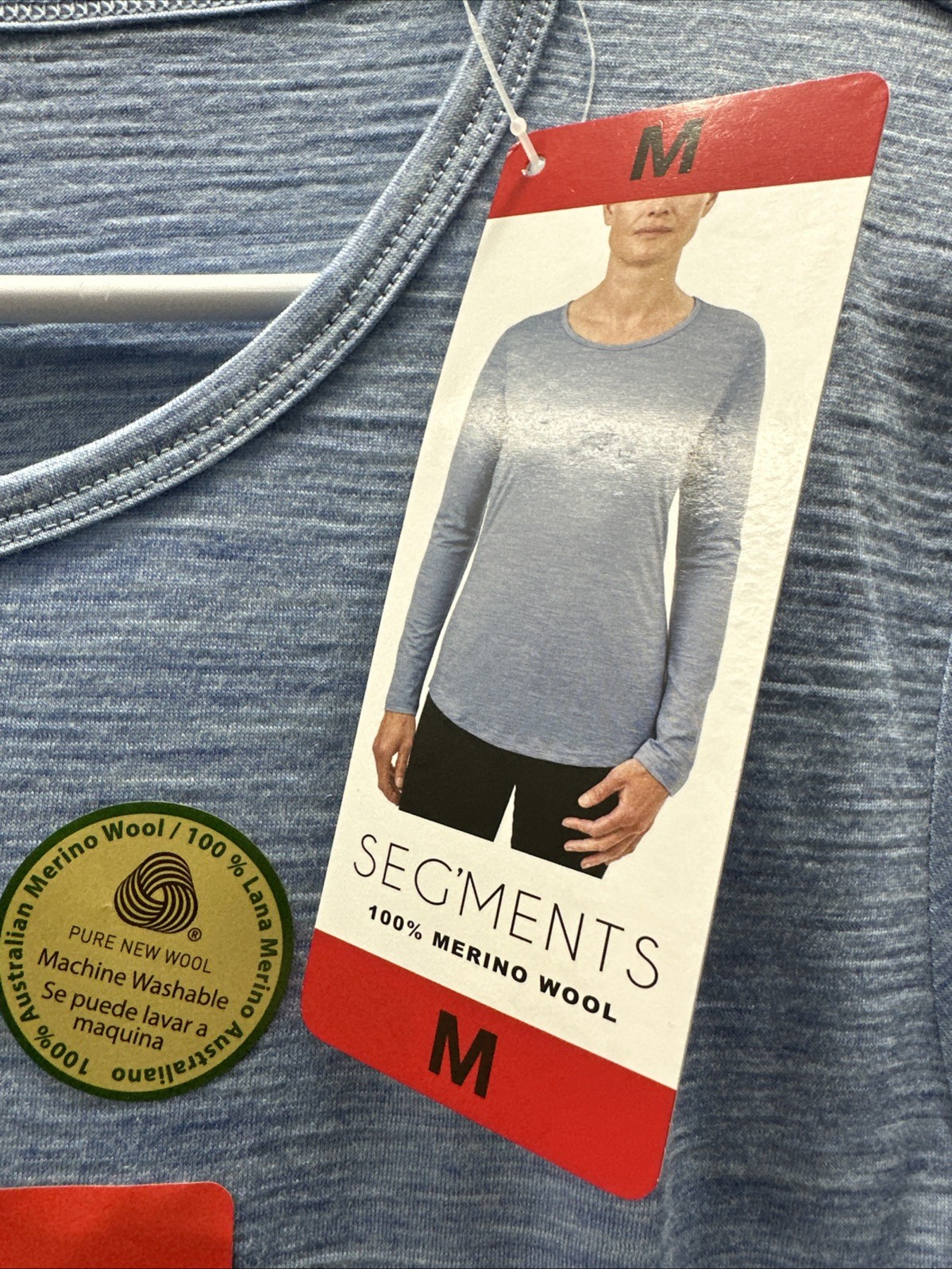 NWT Segments Women’s Size Medium 100% Merino Wool Long Sleeve Shirt Blue NEW