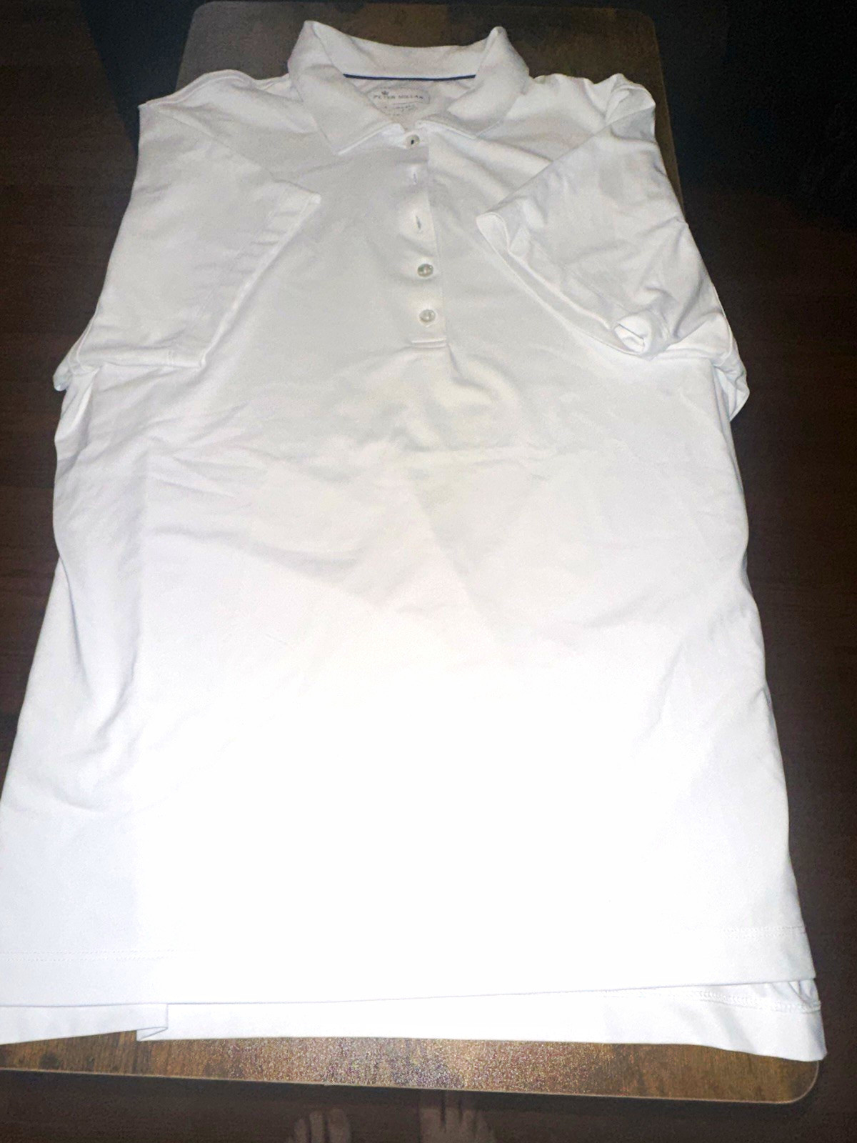Peter Millar Women’s White Solid Polo Shirt L Short Sleeve Collared Button