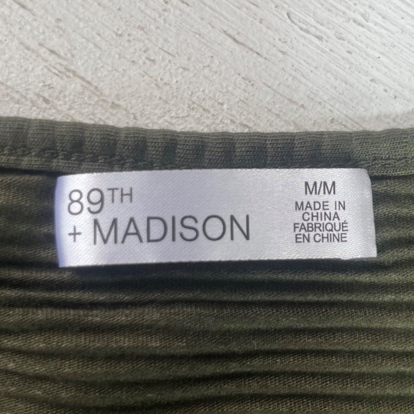 89th Madison Long Sleeve Shirt Ribbed Medium Forest Night New Ruched Side