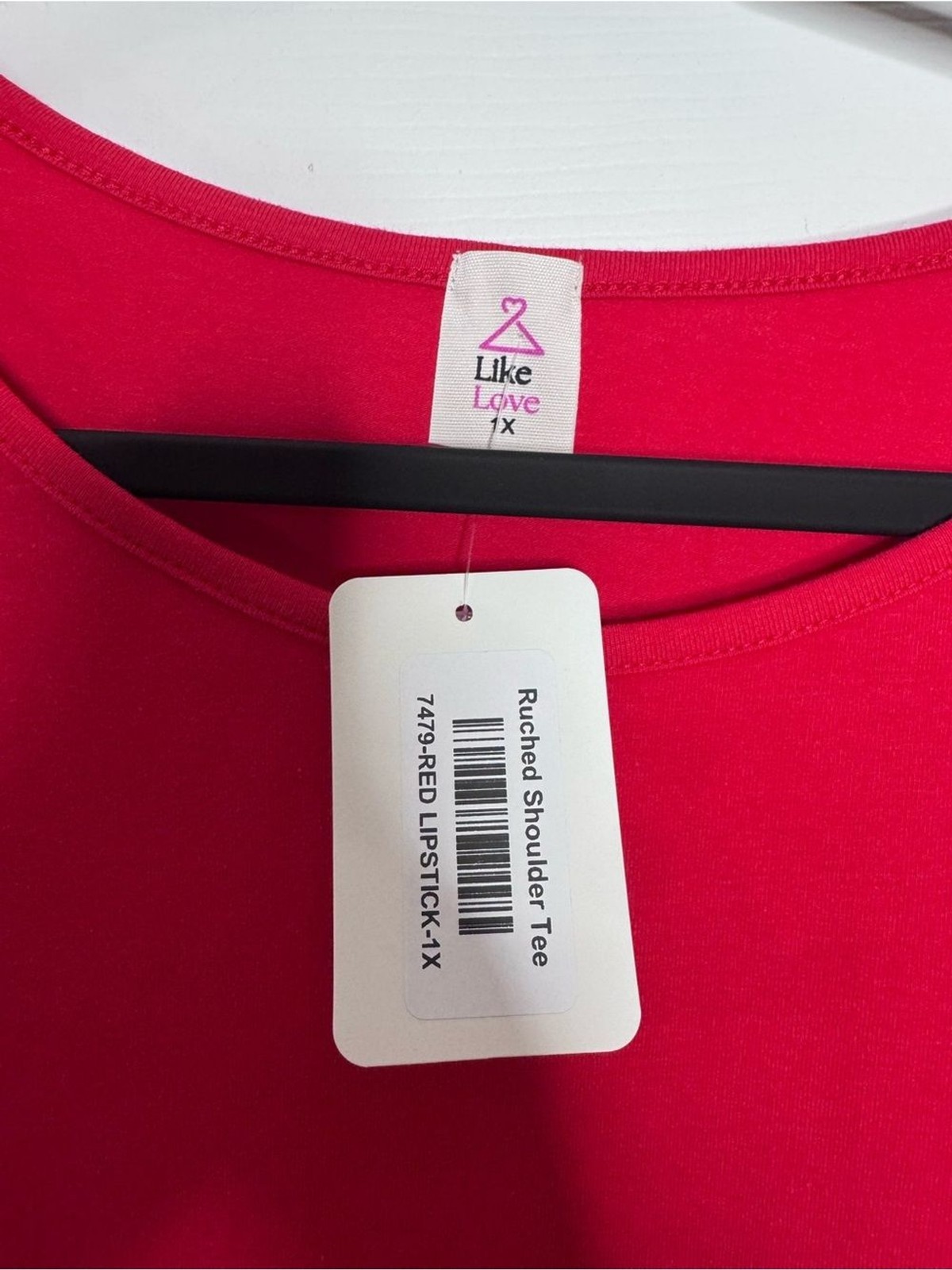 Like Love Ruched Shoulder Tee in Lipstick Red