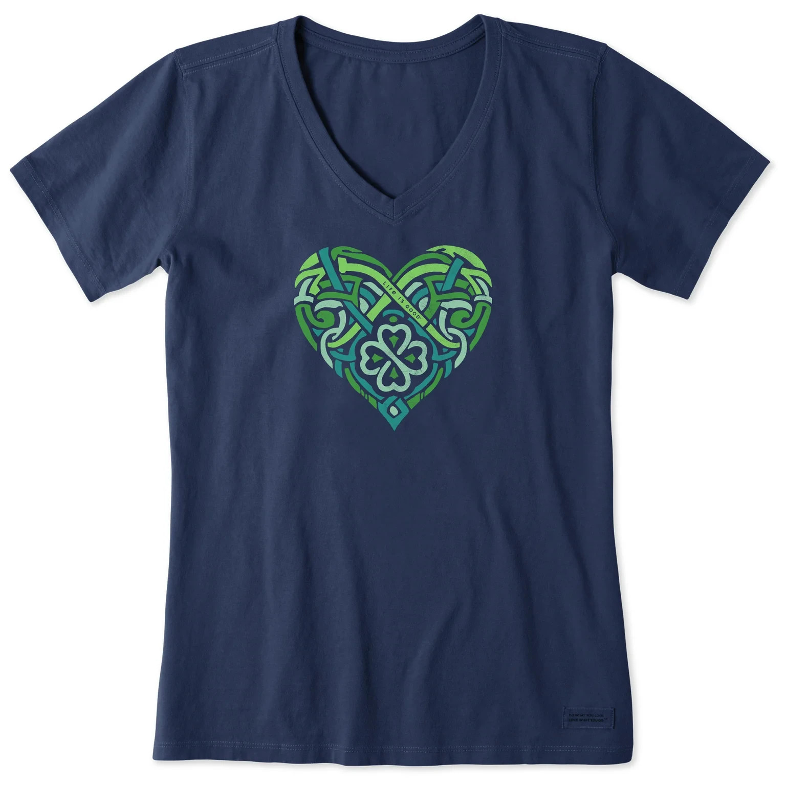 Life Is Good SS Shirt Crusher Vee CELTIC HEART Irish Shamrock 48in Womens XL