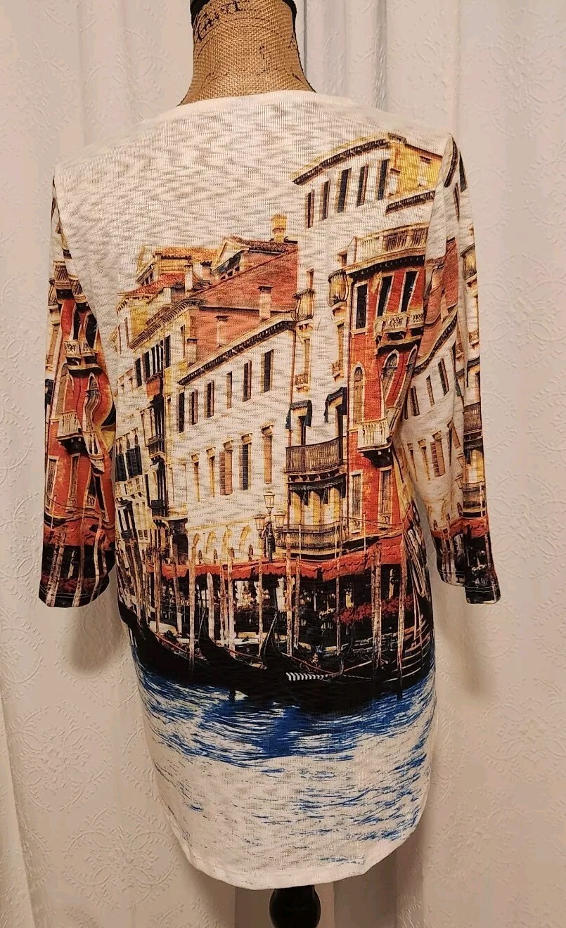 Thomas & Olivia Women’s S 3/4 Sleeve Knit Venice Print Tunic Top