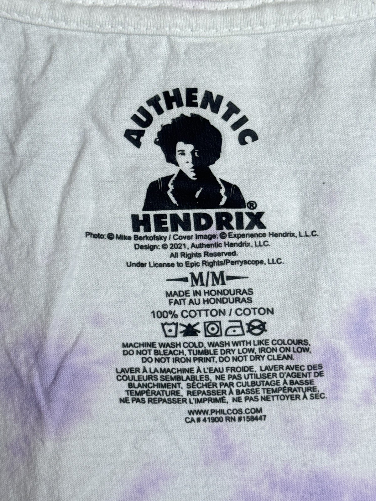 Authentic Hendrix Jimi Hendrix Purple Tie Dye Rock Graphic Tee Unisex M