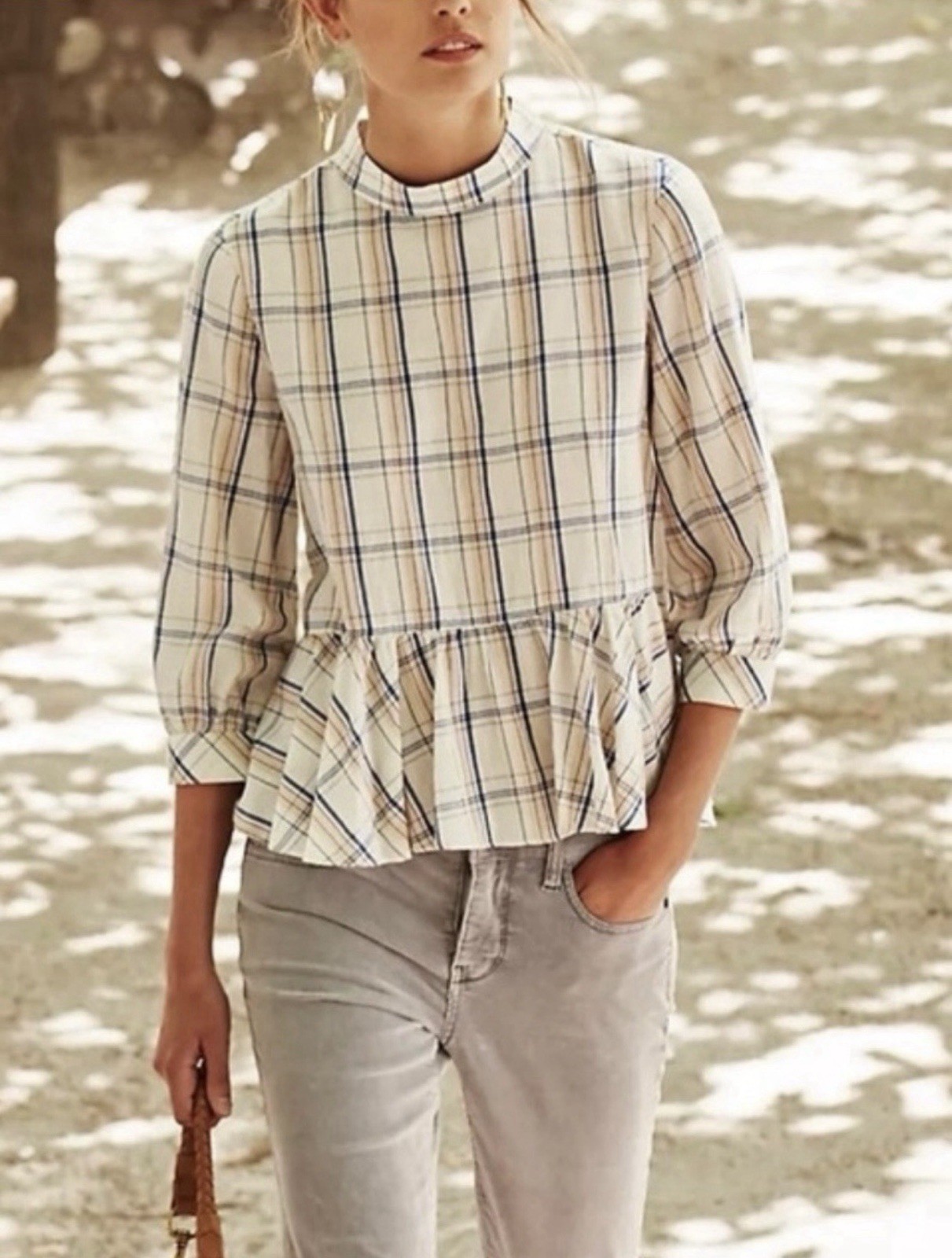 NWOT Maeve Sava Swing Top Plaid Peplum Blouse – 10