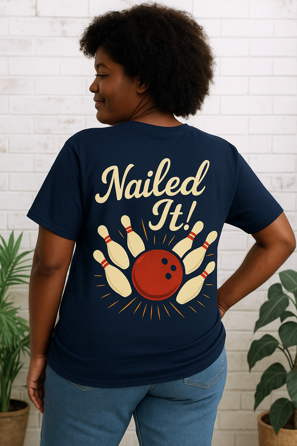 Womens 4XL Nailed It Unisex Tee Shirt Funny Sarcastic Bowling Joking for Ladies