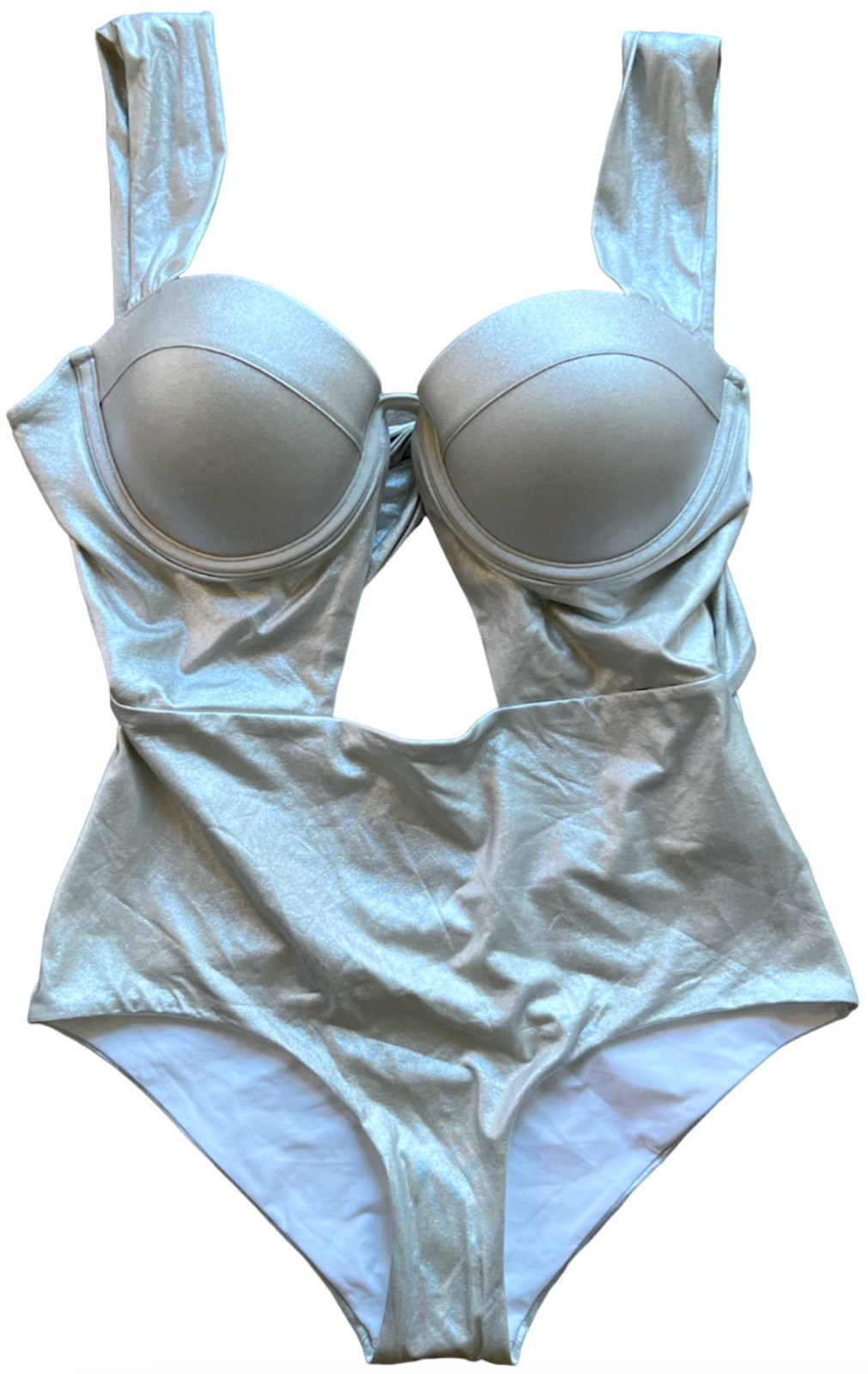 ARABELLA LONDON SILVER SHIMMER THE BUSTIER BODYSUIT ONE PIECE SWIMSUIT SZ S 4 6