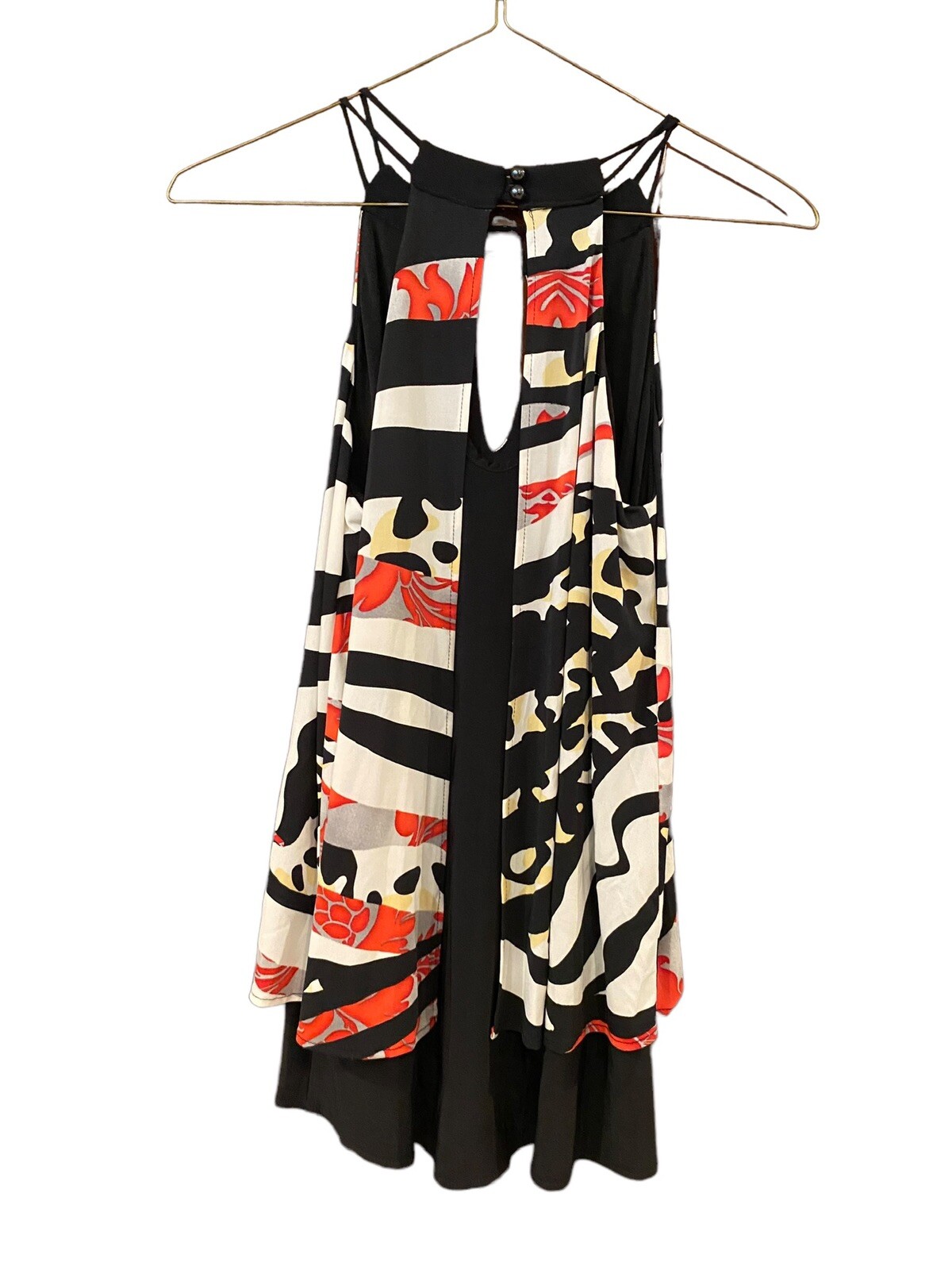 Last Tango Women’s Black Red & White Sleeveless Blouse Size Small