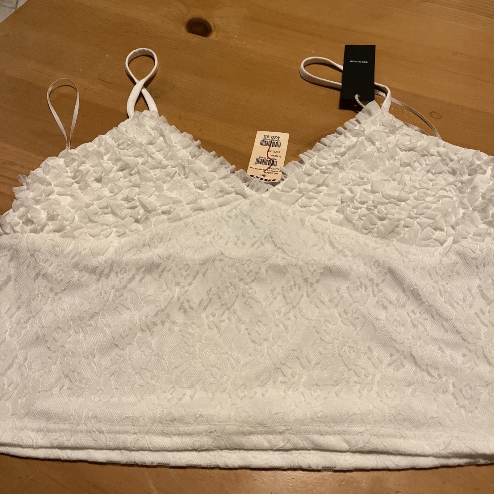 West of Melrose white Lacy Crop Cami Top Sleeveless Junior XL NWT