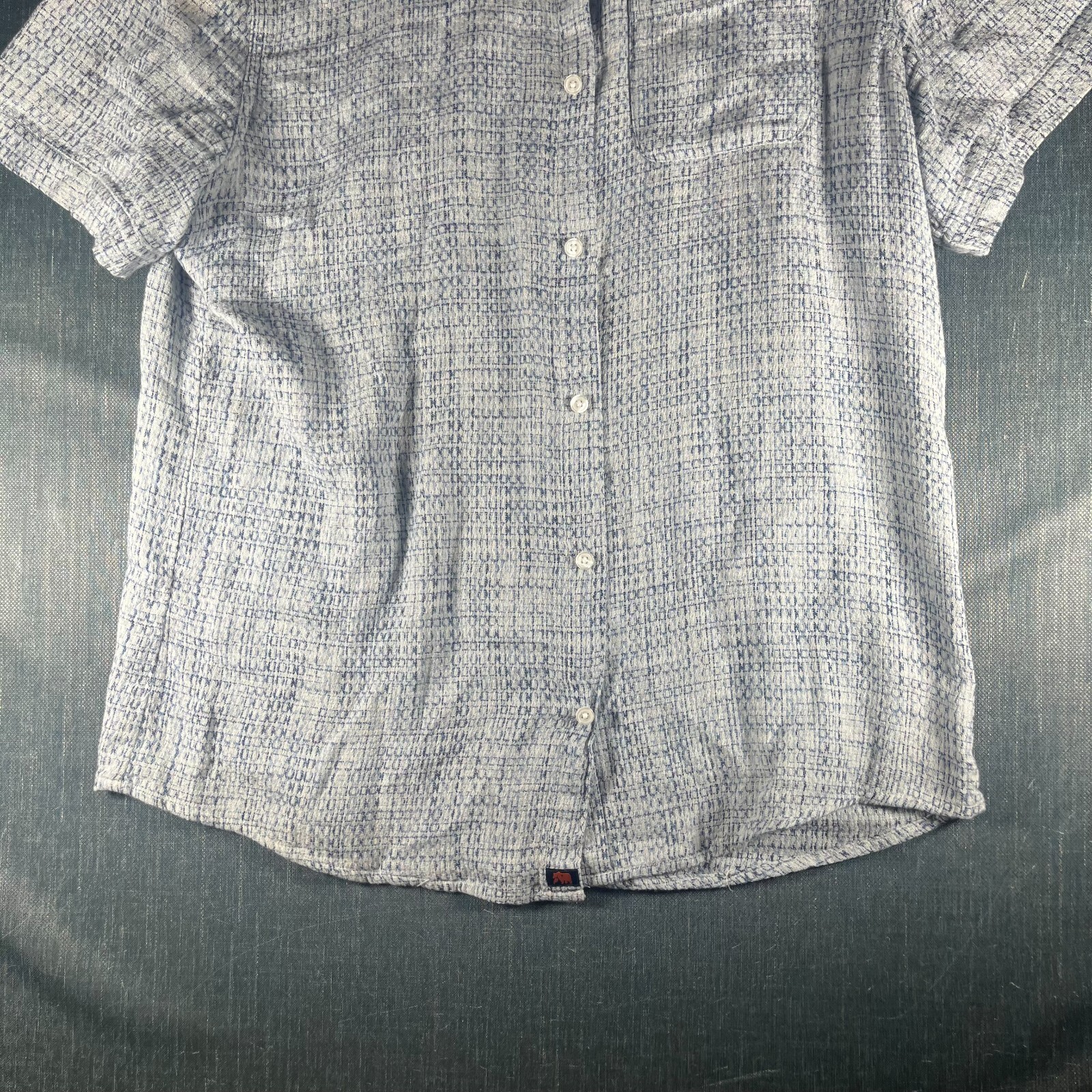 The Normal Brand Womens Shirt Large Blue White Printed 100% Cotton Button-Up