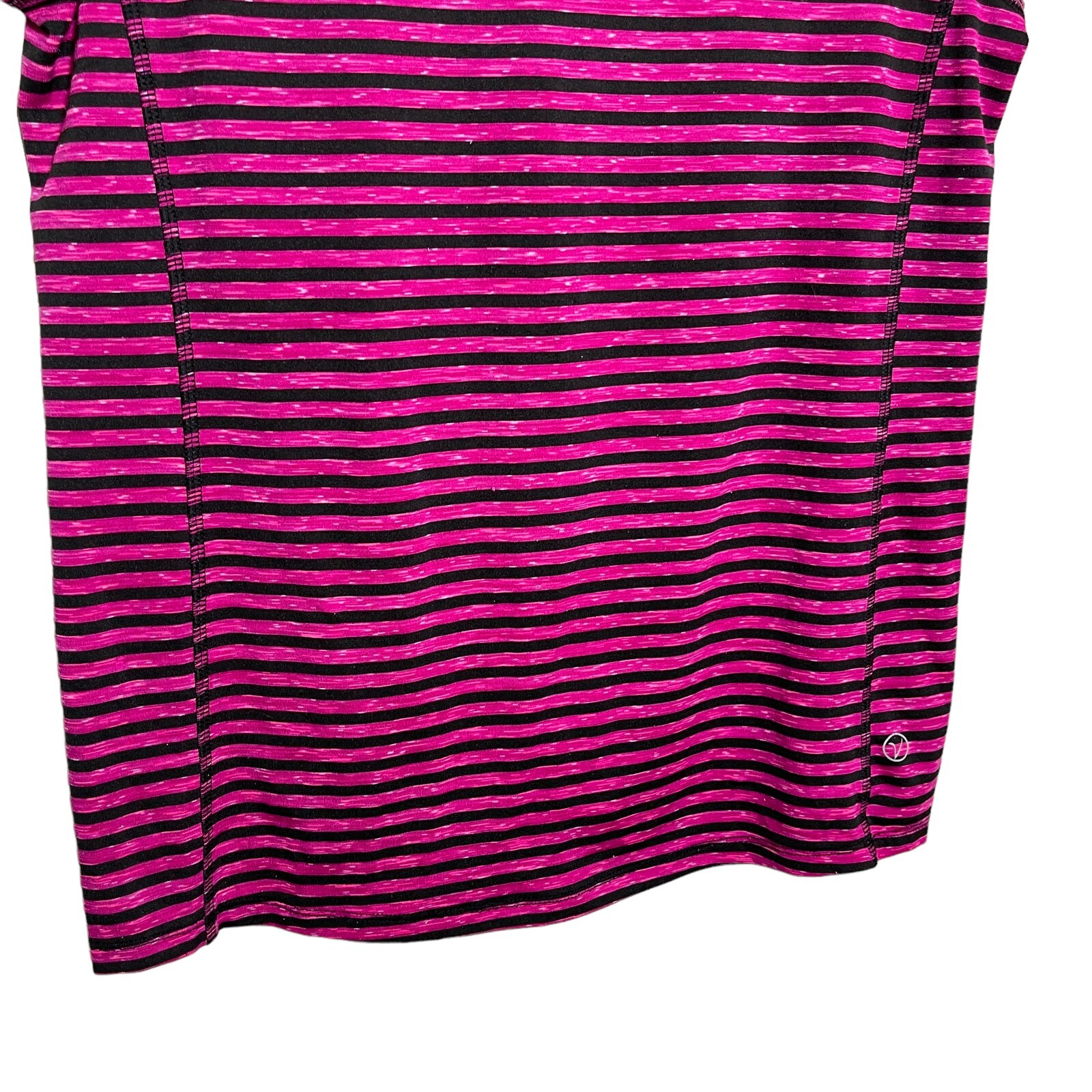 Vogo Athletics T-Shirt Women’s Medium Pink Black Stripe Short Sleeve Top Active