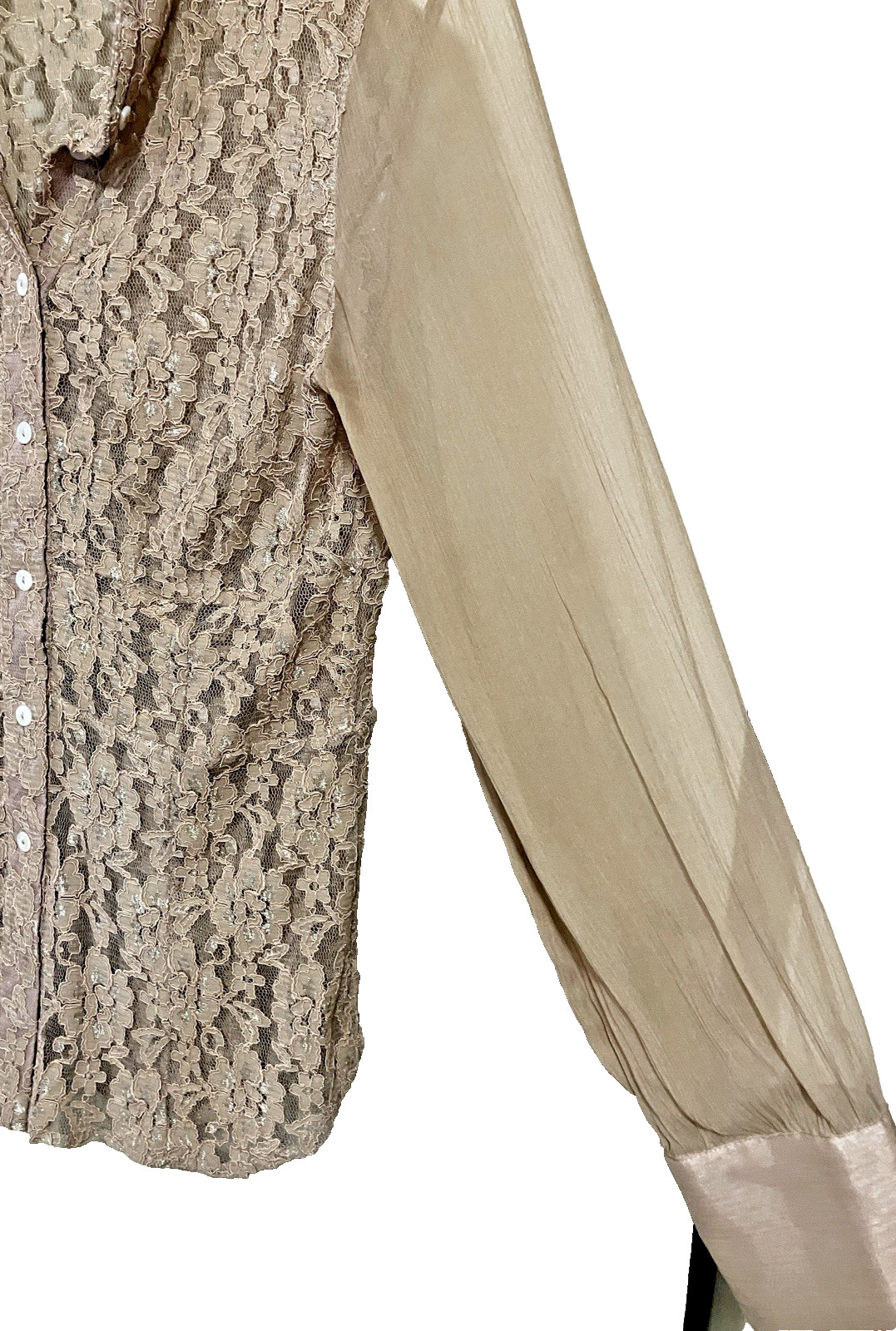 Vintage Spiegel Womens Size 12 Rose Button Lace Blouse Long Button Sleeves